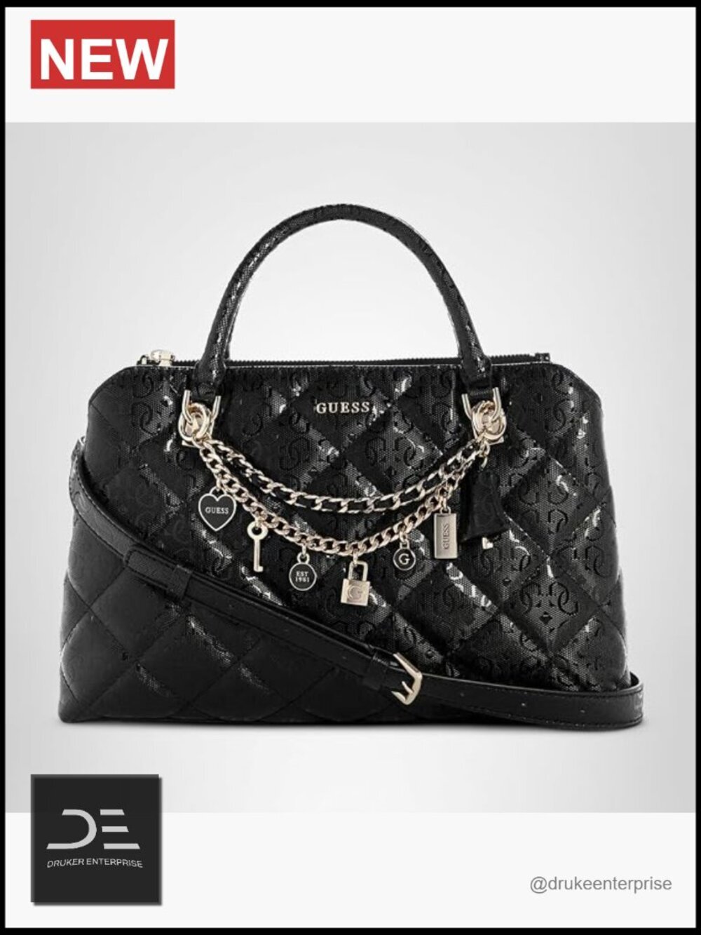 2-Compartment Satchel with Crossbody Strap, Quilted PU